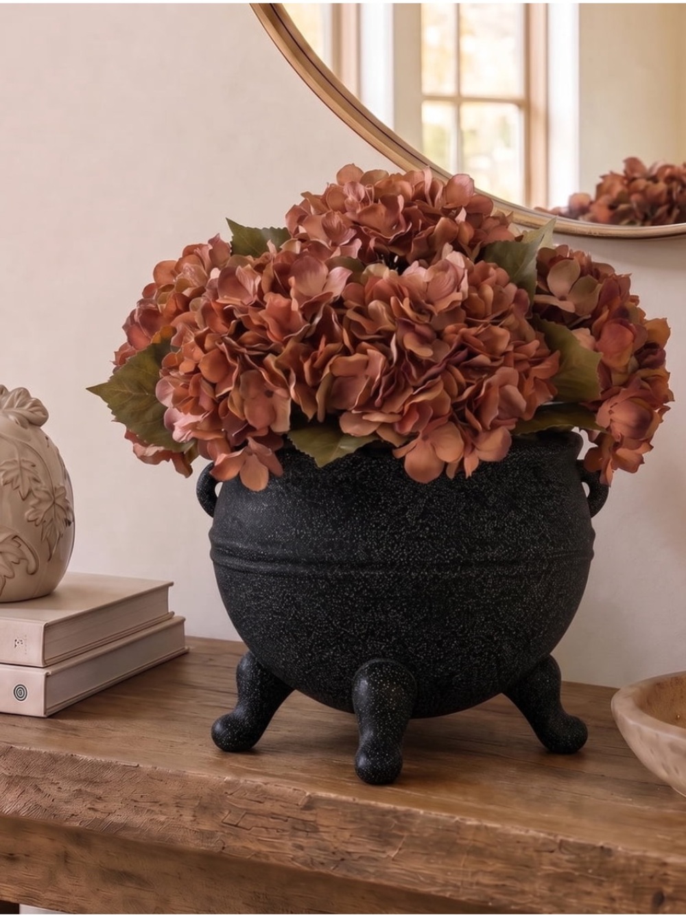 My Texas House Halloween Cauldron Decorative Planter, Black, 14"x 12"